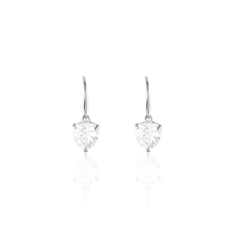 Boucles D'oreilles Pendantes Bo Coeur Pm Or Blanc Oxyde De Zirconium - Boucles d'oreilles Pendantes Femme | Marc Orian