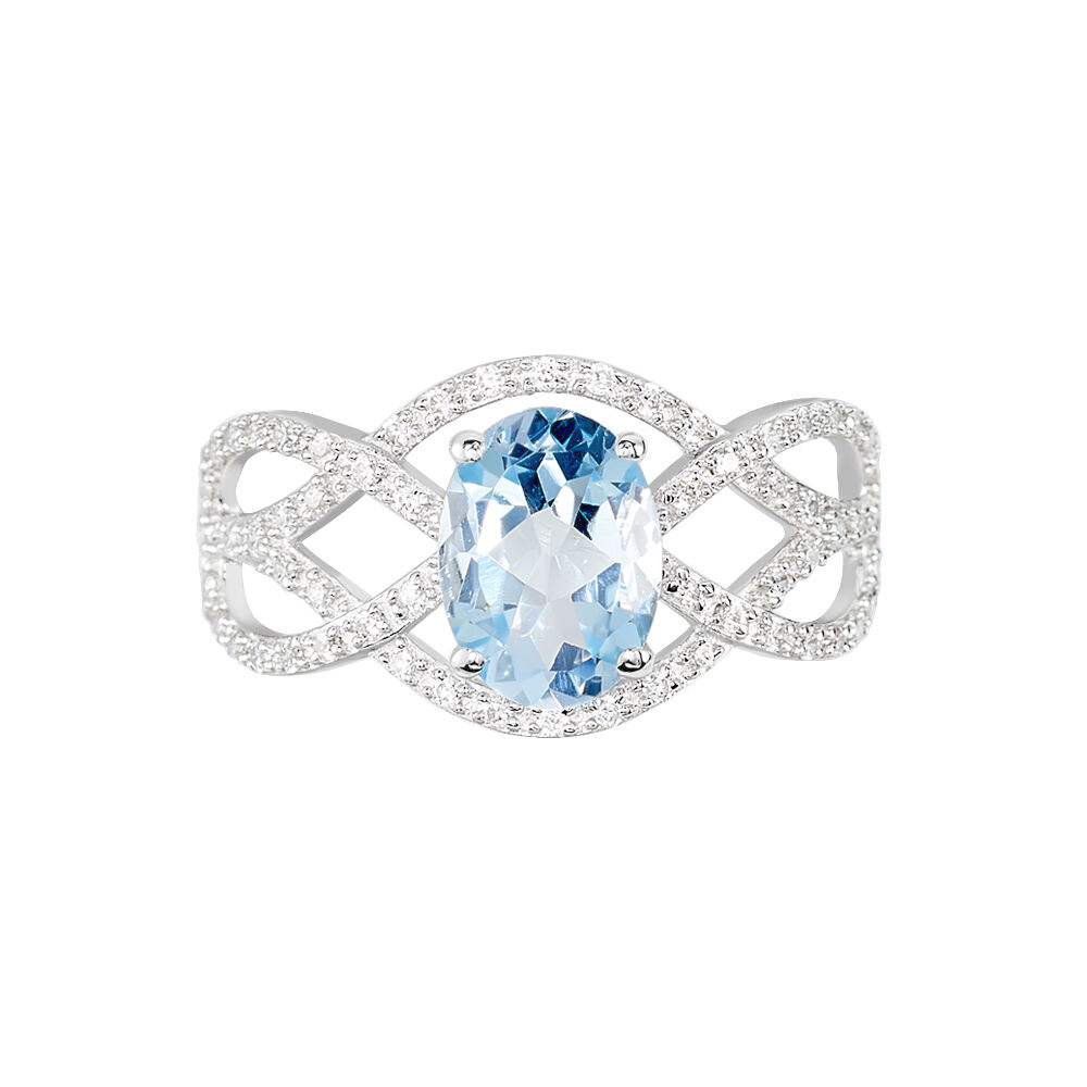 Bague Tina Or Blanc Topaze Et Oxyde De Zirconium - Bagues pierres fines Femme | Marc Orian