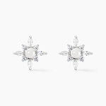 Boucles D'oreilles Puces Rhoda Argent Blanc Perle De Culture Oxyde - Puces Femme | Marc Orian