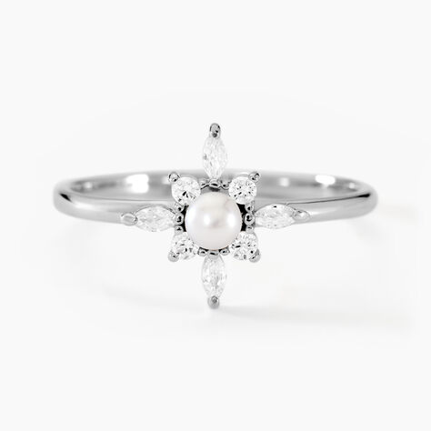 Bague Rhoda Argent Blanc Perle De Culture Oxyde De Zirconium - Bagues de promesse Femme | Marc Orian