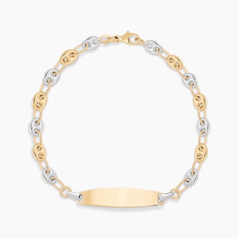 Bracelet Identit&eacute; Evin Maille Grain De Cafe Or Bicolore - Gourmettes Enfant | Marc Orian