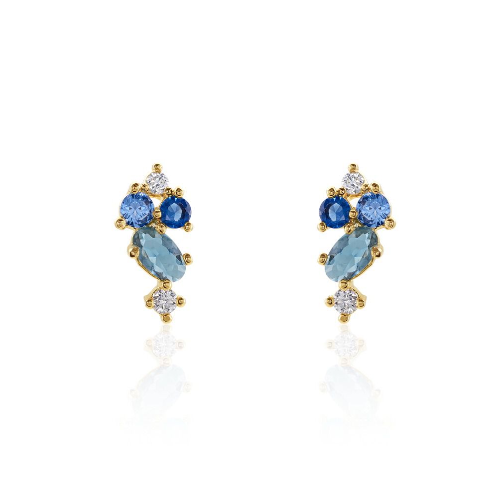 Boucles D'oreilles Puces Plaqué Or Era Pierre De Synthèse - Puces Femme | Marc Orian