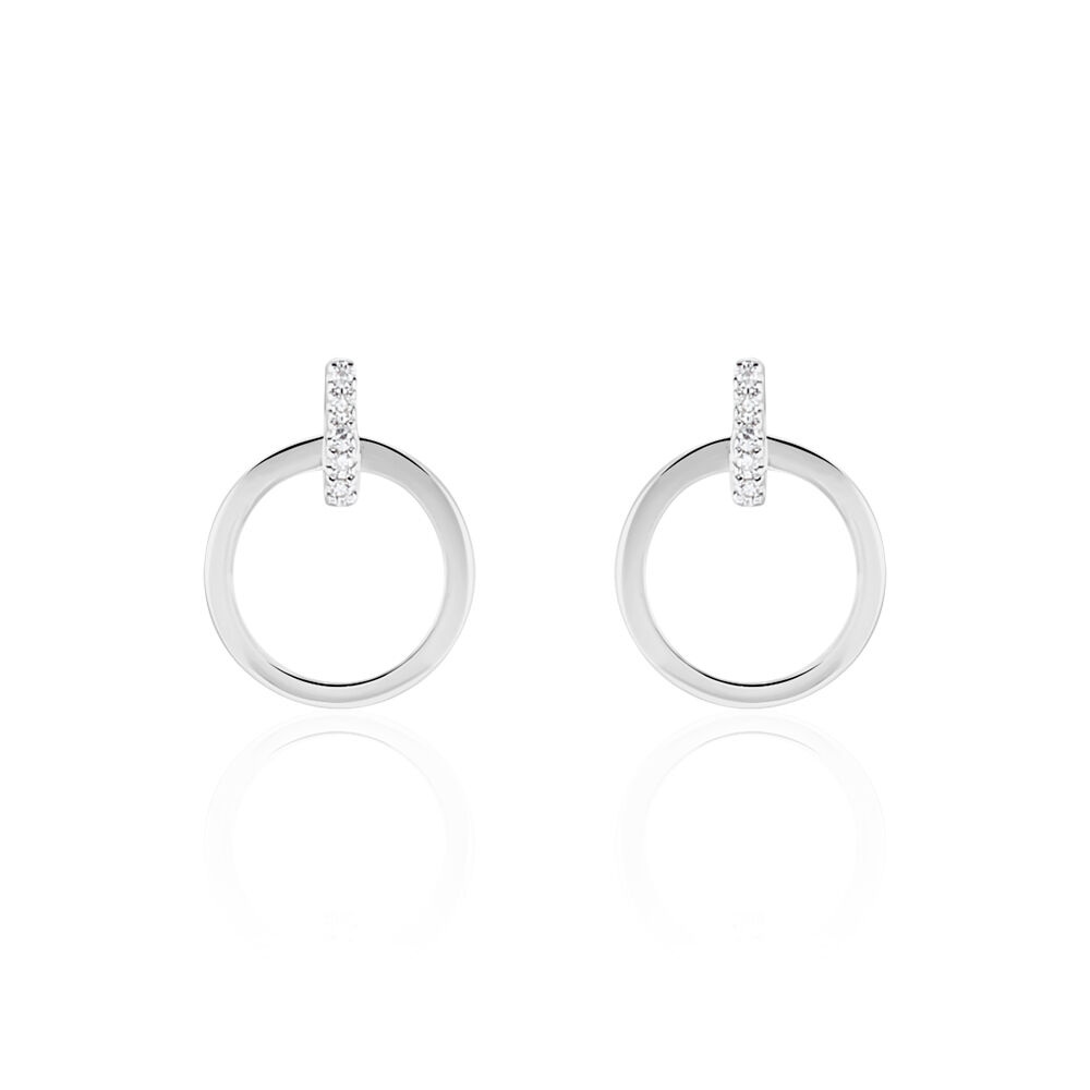Boucles D'oreilles Puces Melissande Or Blanc Diamant -  Femme | Marc Orian