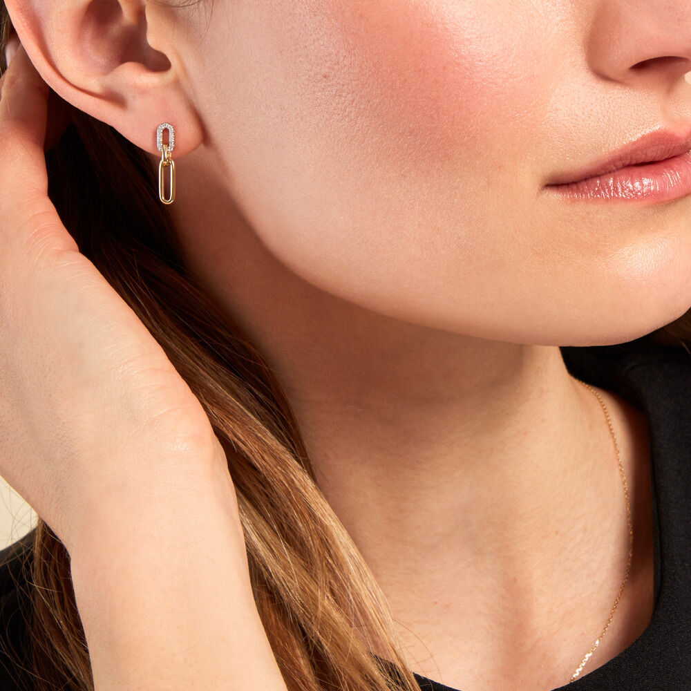 Boucles D'oreilles Pendantes Infinite Love Or Jaune Diamant -  Femme | Marc Orian