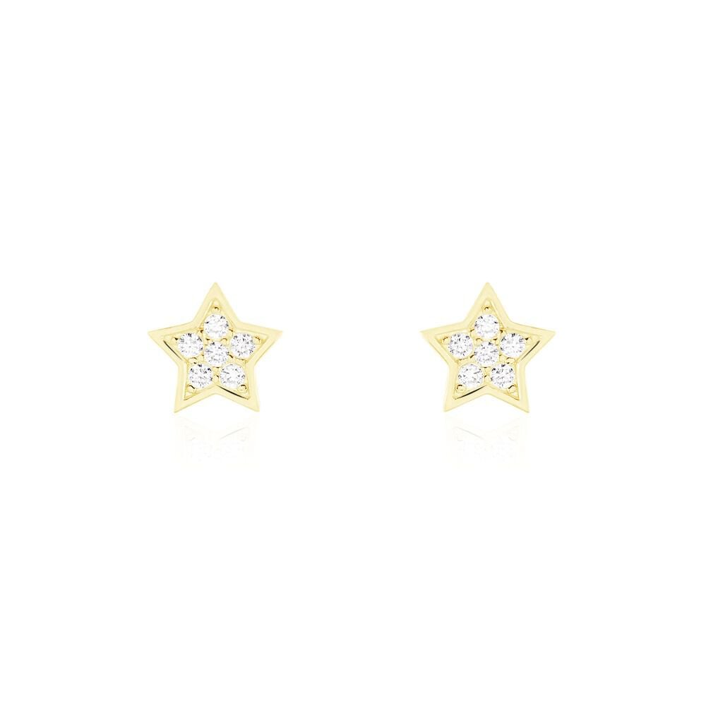 Boucles D'oreilles Puces Elais Etoile Or Jaune Oxyde De Zirconium - Puces Femme | Marc Orian