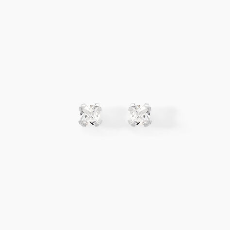 Boucles D'oreilles Puces Doreen Or Blanc Oxyde De Zirconium - Puces Famille | Marc Orian