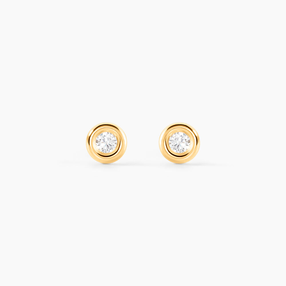 Boucles D'oreilles Puces Eden Serti Pneu Or Jaune Oxyde De Zirconium - Puces Femme | Marc Orian