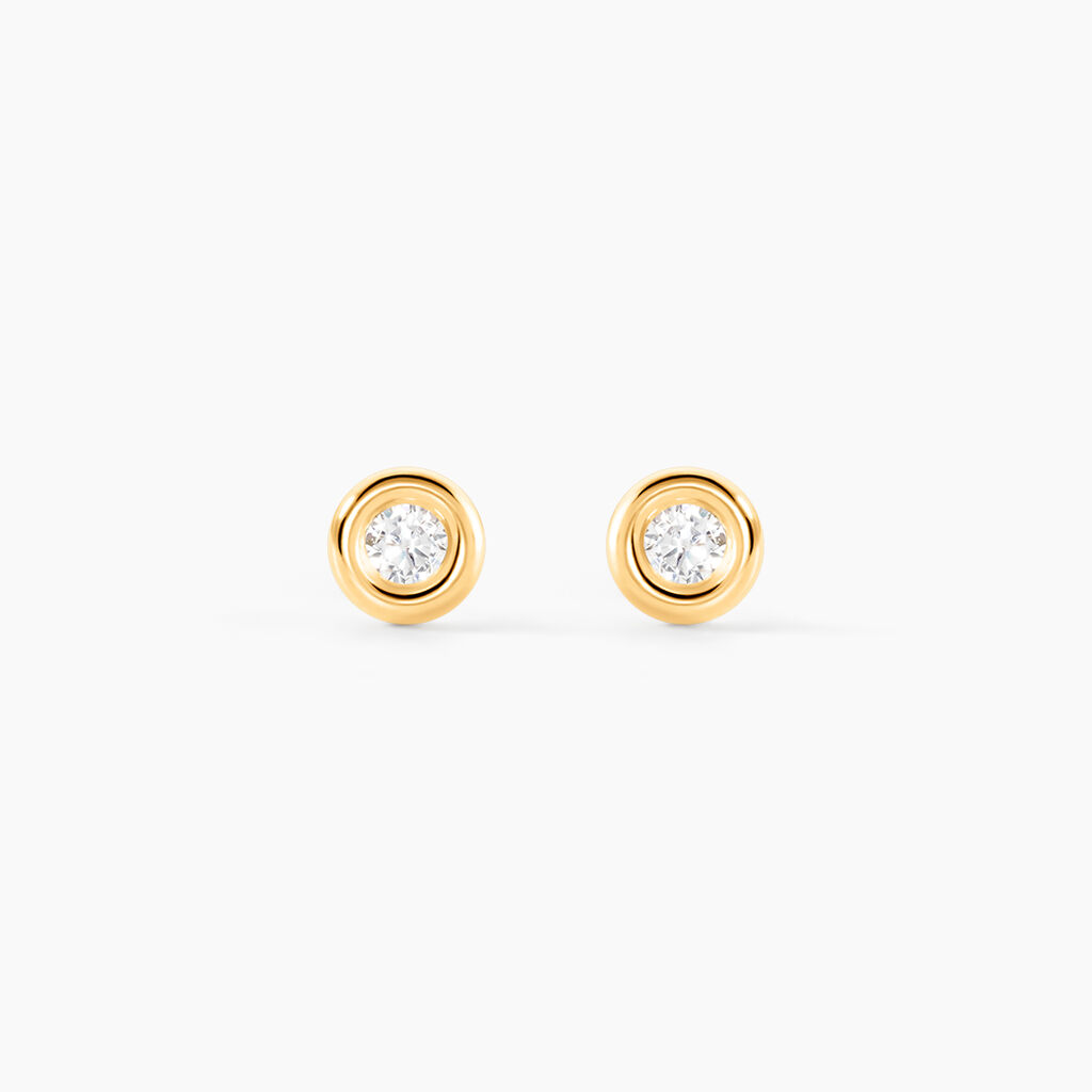 Boucles D'oreilles Puces Eden Serti Pneu Or Jaune Oxyde De Zirconium - Puces Femme | Marc Orian