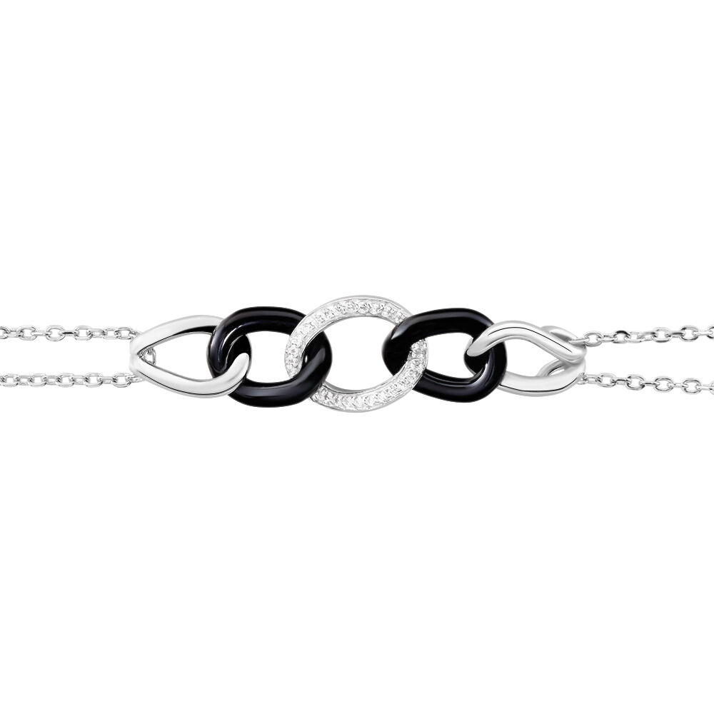Bracelet Link Argent Blanc Céramique Et Oxyde De Zirconium - Bracelets chaînes Femme | Marc Orian