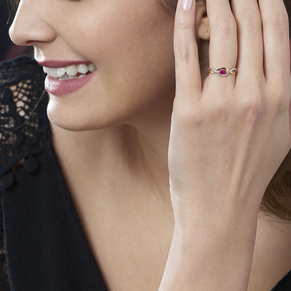 Bague Ondulation Or Bicolore Rubis Et Diamant - Bagues vintage Femme | Marc Orian