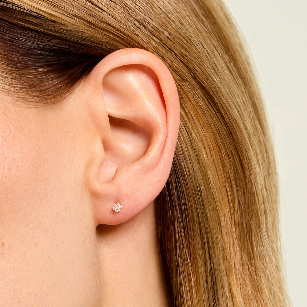 Boucles D'Oreilles Puces Barnabas Or Jaune Oxyde De Zirconium - Puces Femme | Marc Orian