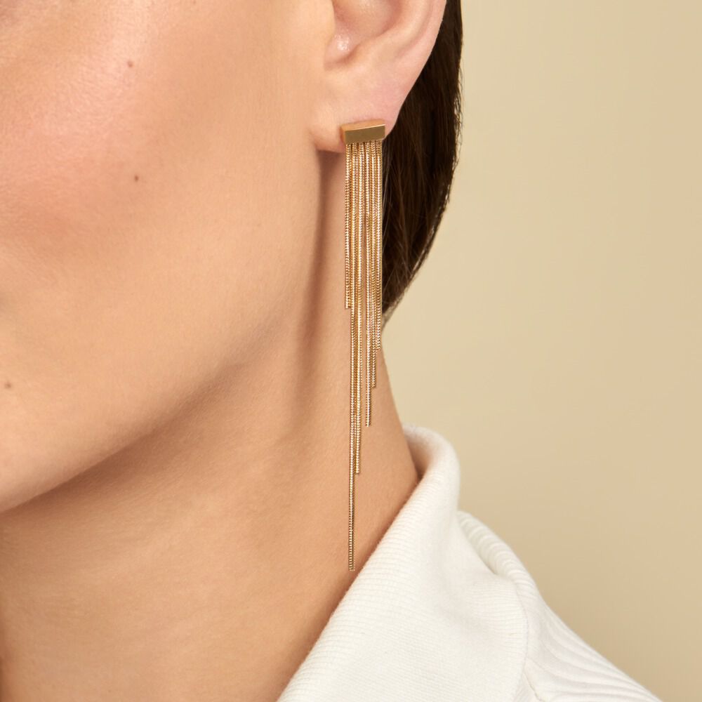 Boucles D'oreilles Pendantes Josephine Acier Doré - Pendantes Femme | Marc Orian