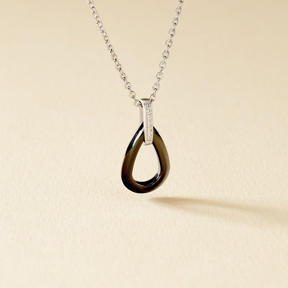 Collier Amaris Argent Blanc Céramique Et Oxyde De Zirconium - Colliers avec pierres Femme | Marc Orian