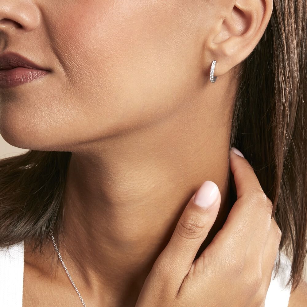 Créoles Jussi Argent Blanc Oxyde De Zirconium - Créoles Femme | Marc Orian