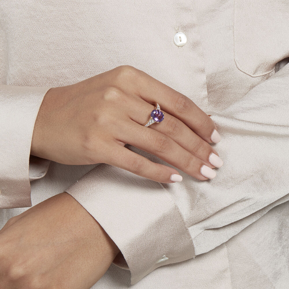 Bague Or Jaune Marie-camille Am&eacute;thyste Oxydes De Zirconium - Bagues pierres fines Femme | Marc Orian