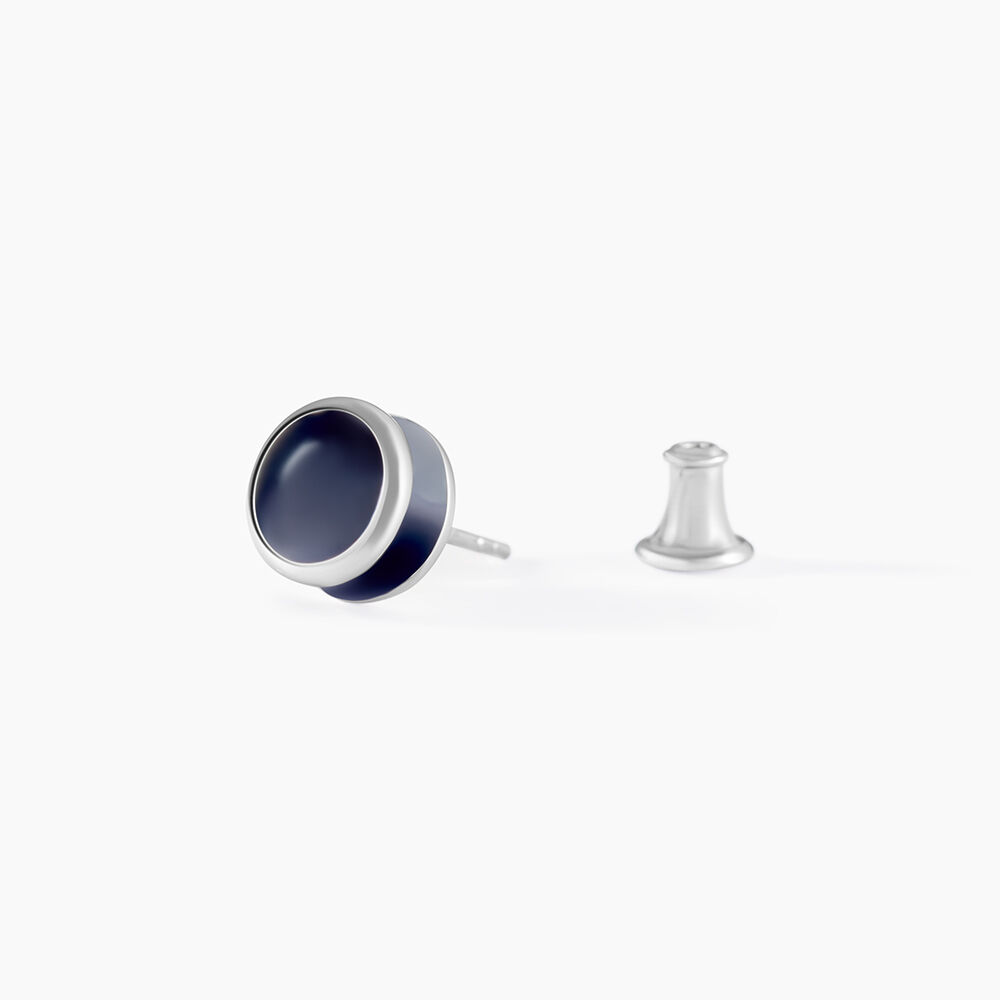 Boucle D'oreille Puce Unitaire Maurus Argent Blanc Email - Puces Homme | Marc Orian