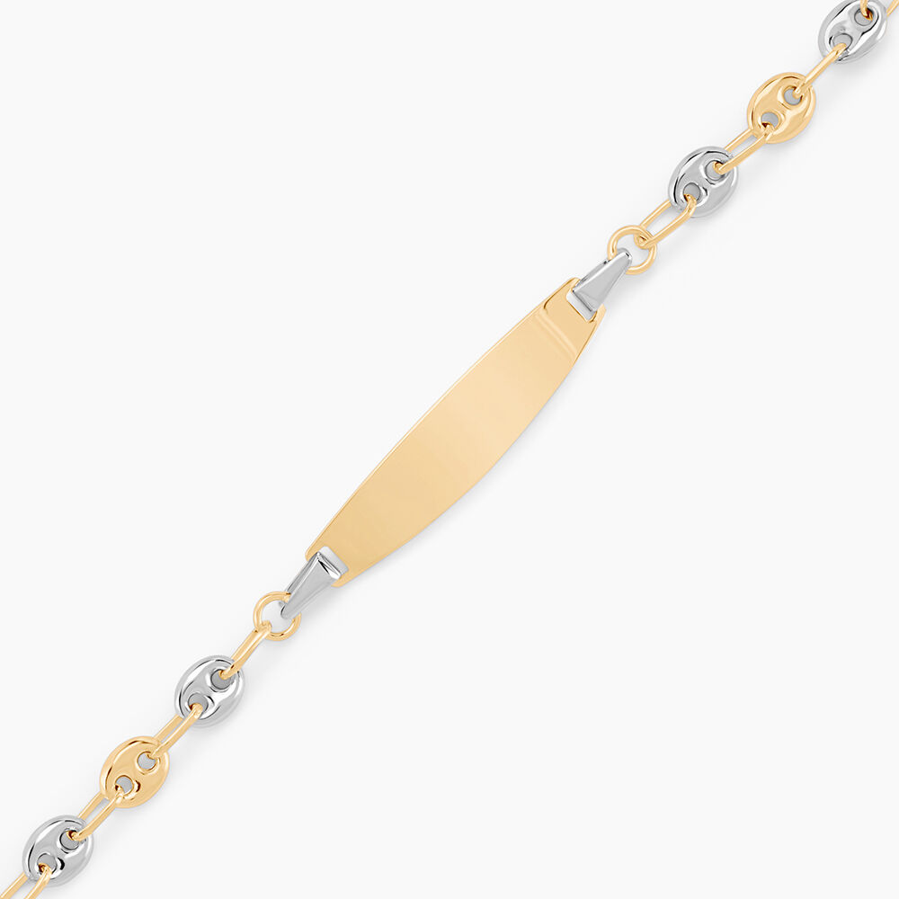 Bracelet Identit&eacute; Evin Maille Grain De Cafe Or Bicolore - Gourmettes Enfant | Marc Orian