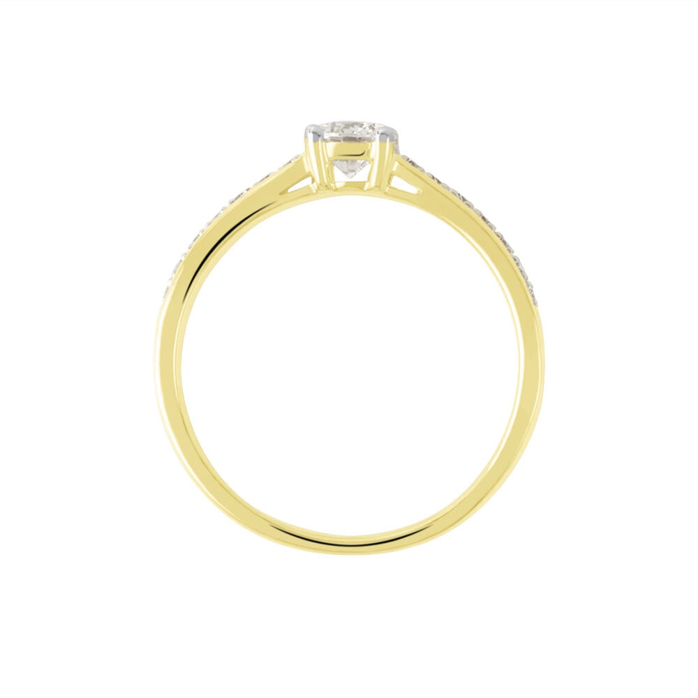 Bague Solitaire Accompagn&eacute; Aramis Or Jaune Diamant Synth&eacute;tique - Parures de mariage Femme | Marc Orian