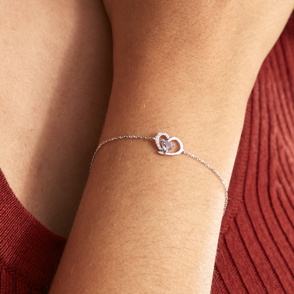 Bracelet Eliana Or Blanc Amethyste Et Oxyde De Zirconium - Bracelets chaînes Femme | Marc Orian