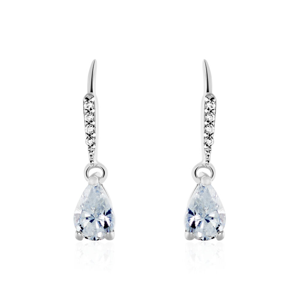 Boucles D'oreilles Pendantes Adib Or Blanc Oxyde De Zirconium - Pendantes Femme | Marc Orian