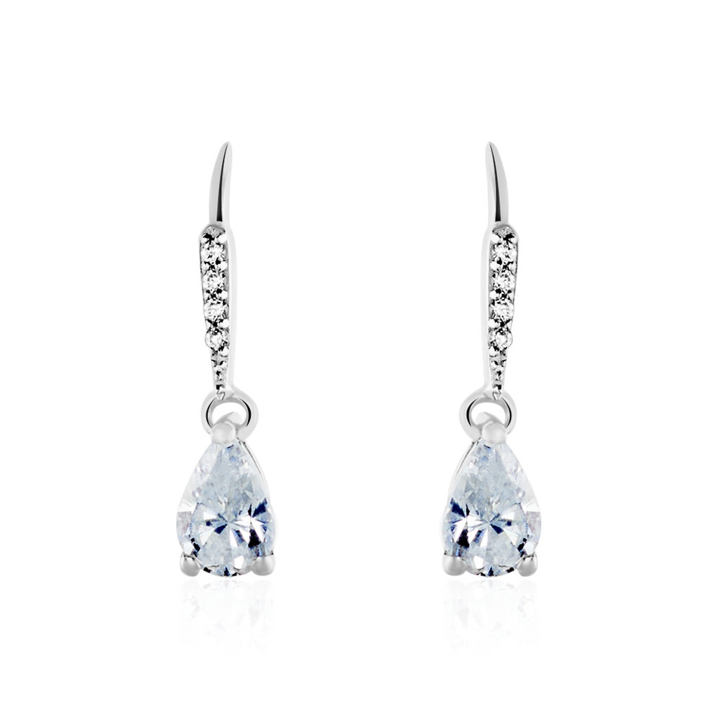 Boucles D'oreilles Pendantes Adib Or Blanc Oxyde De Zirconium - Pendantes Femme | Marc Orian