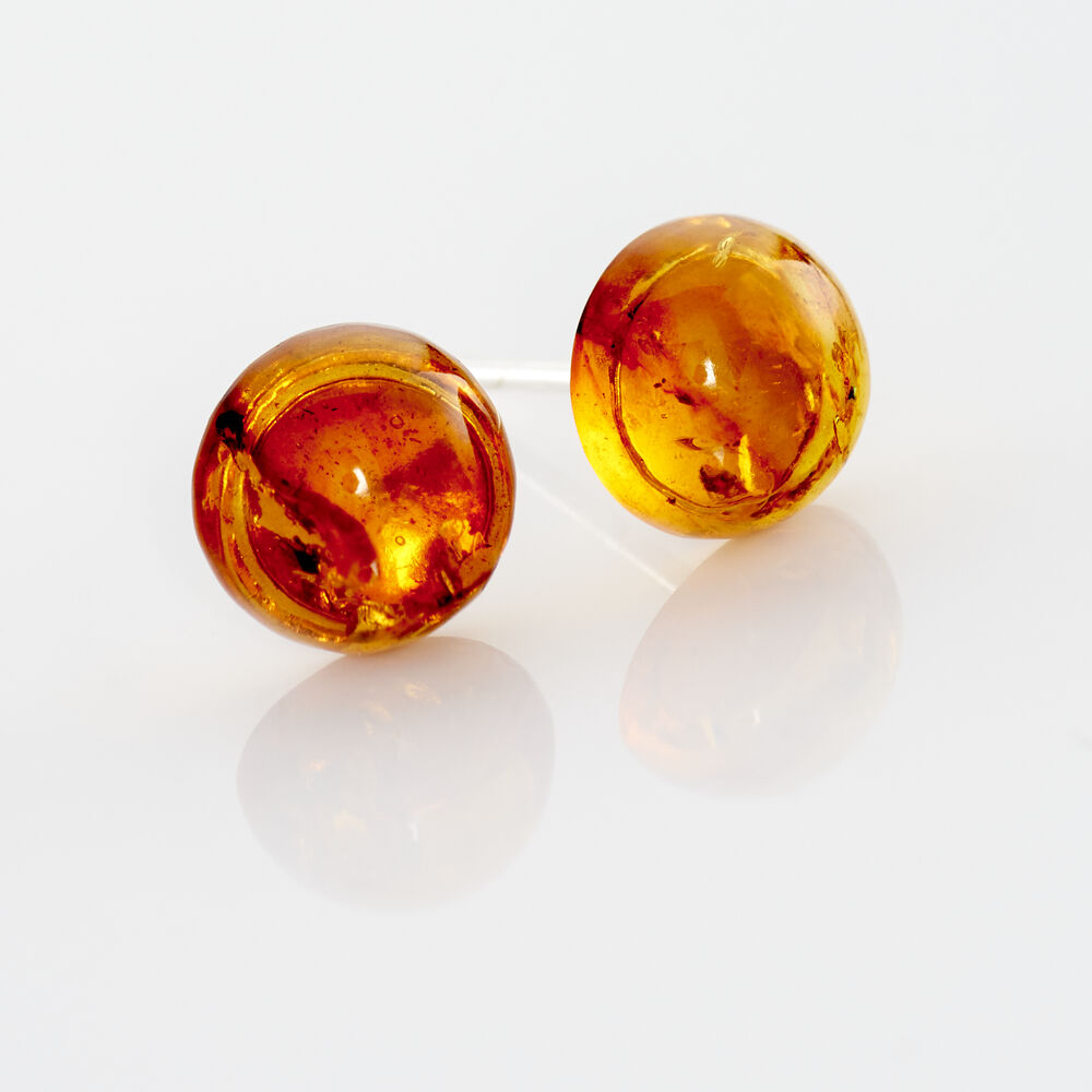 Boucles D'oreilles Puces Argent Blanc Brunhilld Ambre - Puces Femme | Marc Orian