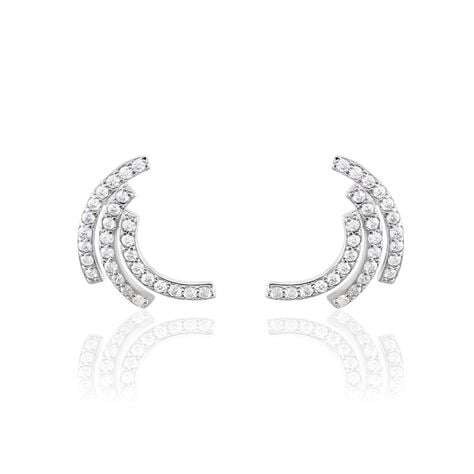 Boucles D'oreilles Puces Augustus Argent Blanc Oxyde De Zirconium - Puces Femme | Marc Orian