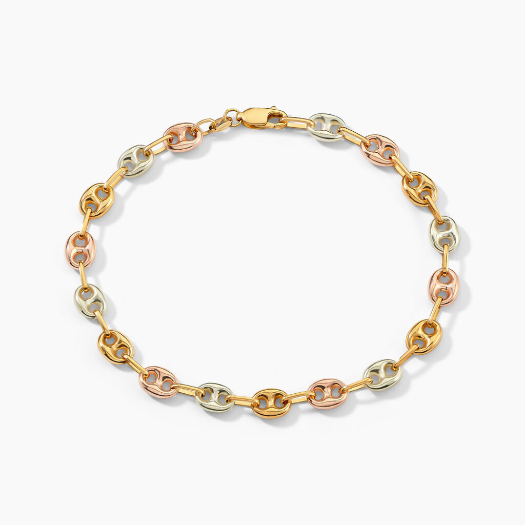 Bracelet Dami Maille Grain De Caf&eacute; Or Tricolore - Bracelets mailles Homme | Marc Orian