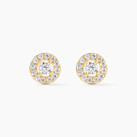 Boucles D'oreilles Puces Tahera Or Jaune Oxyde De Zirconium - Puces Femme | Marc Orian