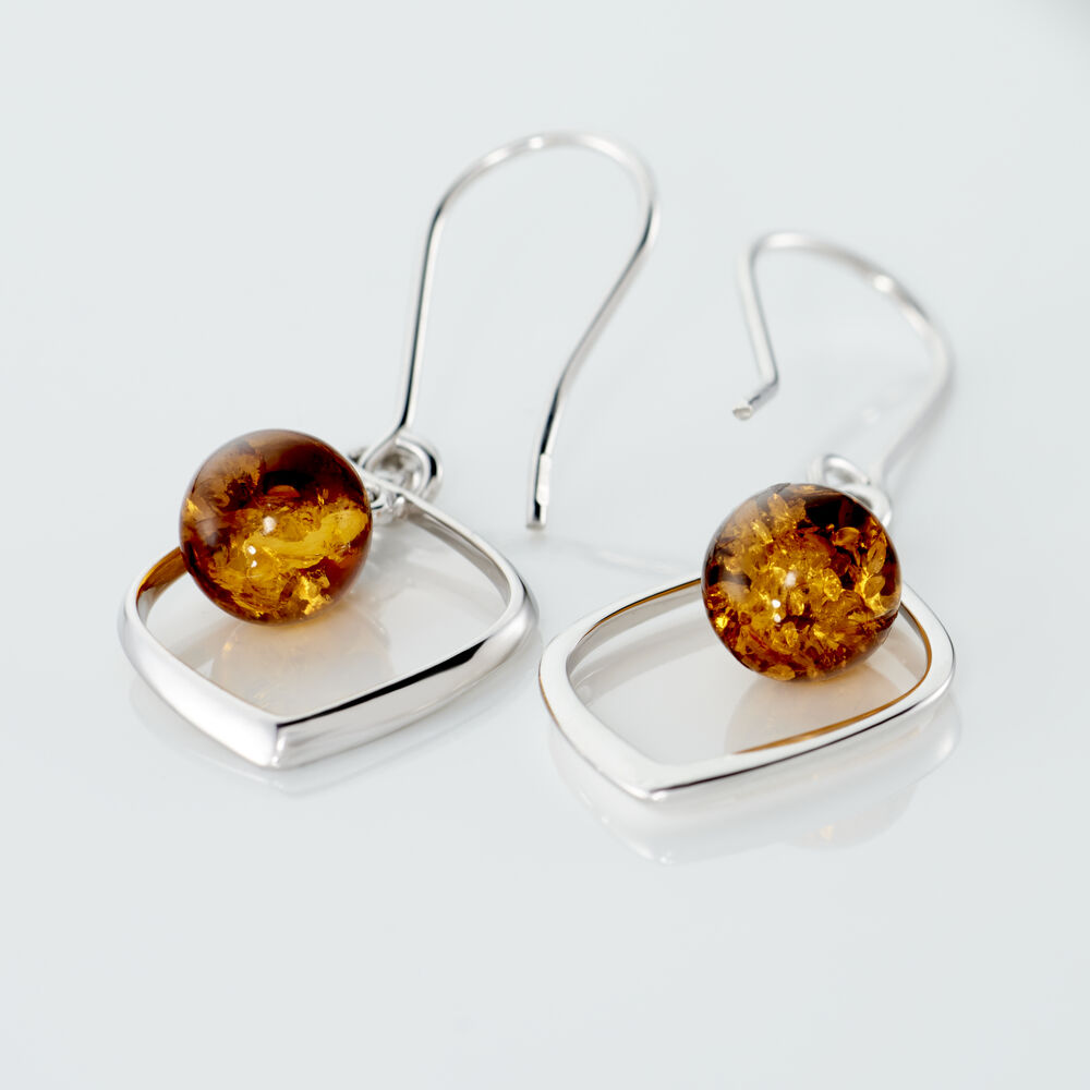 Boucles D'oreilles Pendantes Iva Argent Blanc Ambre - Pendantes Femme | Marc Orian