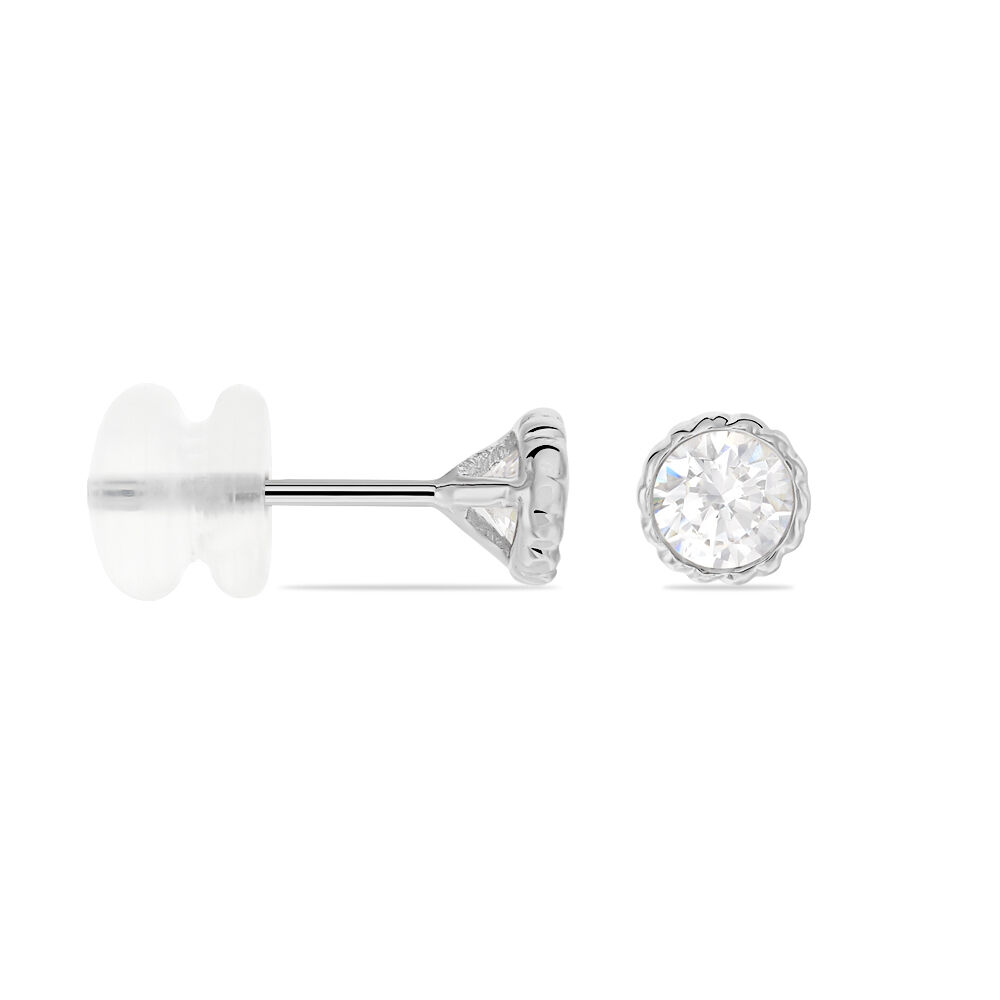 Boucles D'oreilles Puces Kadidia Or Blanc Oxyde De Zirconium - Puces Femme | Marc Orian