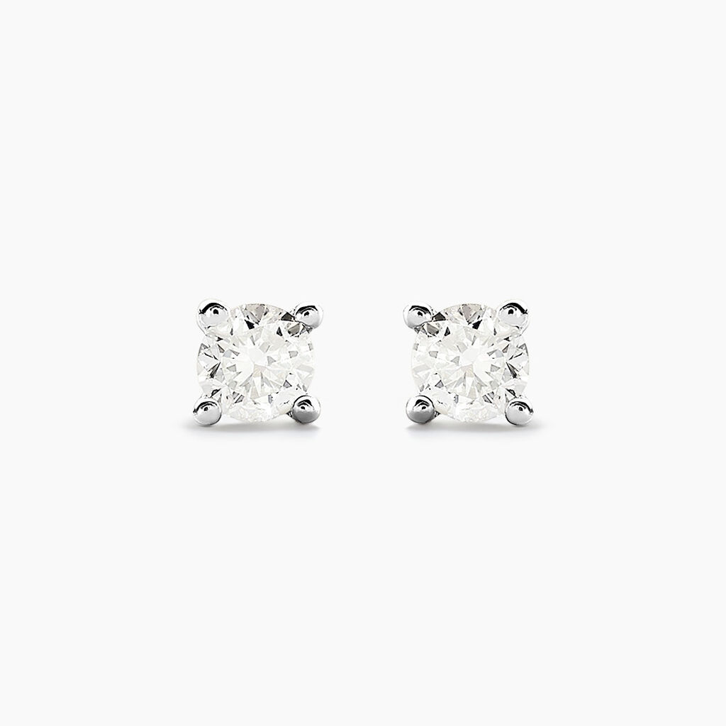 Boucles D'oreilles Puces Aphrodite Or Blanc Diamant - Puces Famille | Marc Orian