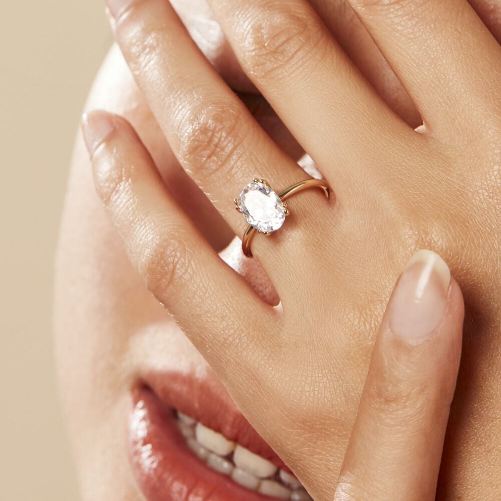 Bague Solitaire Plaqué Or Liber Oxyde De Zirconium - Solitaires Femme | Marc Orian
