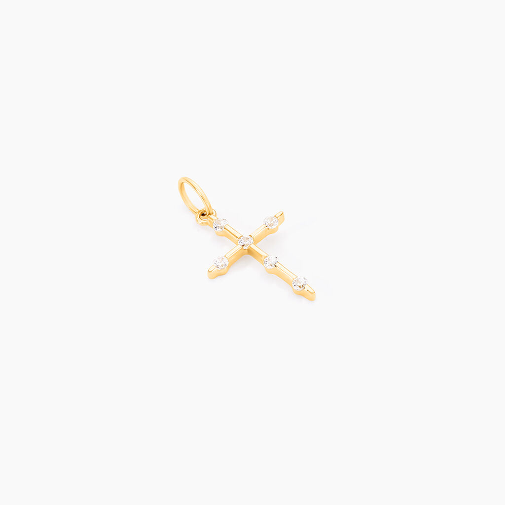 Pendentif Ageda Croix Or Jaune Oxyde De Zirconium - Pendentifs Famille | Marc Orian