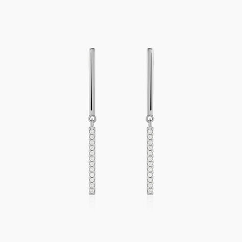Boucles D'oreilles Pendantes Ilka Argent Blanc Oxyde De Zirconium - Pendantes Femme | Marc Orian