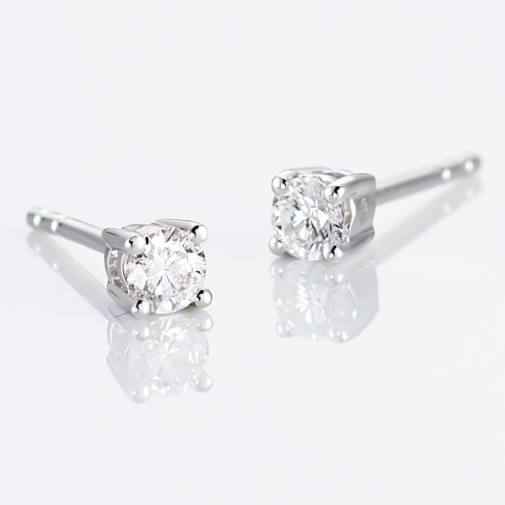 Boucles D'oreilles Puces Victoria Or Blanc Diamant - Puces Femme | Marc Orian