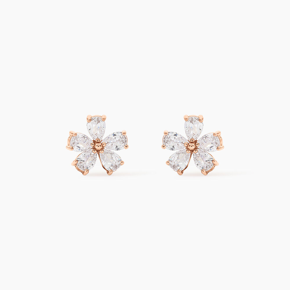 Boucles D'oreilles Puces Siriana Argent Rose Oxyde De Zirconium - Puces Femme | Marc Orian