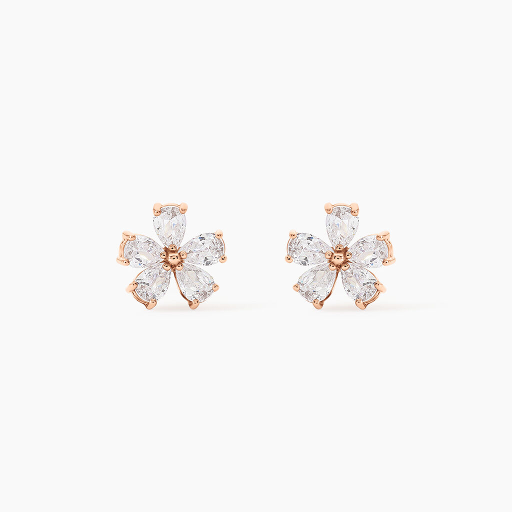 Boucles D'oreilles Puces Siriana Argent Rose Oxyde De Zirconium - Puces Femme | Marc Orian