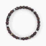 Bracelet Naturel Acier Argent&eacute; Bronzite Turquoise H&eacute;matite - Bracelets cha&icirc;nes Homme | Marc Orian