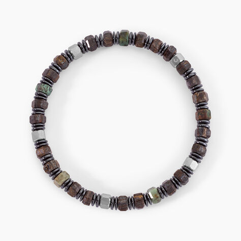 Bracelet Naturel Acier Argent&eacute; Bronzite Turquoise H&eacute;matite - Bracelets cha&icirc;nes Homme | Marc Orian