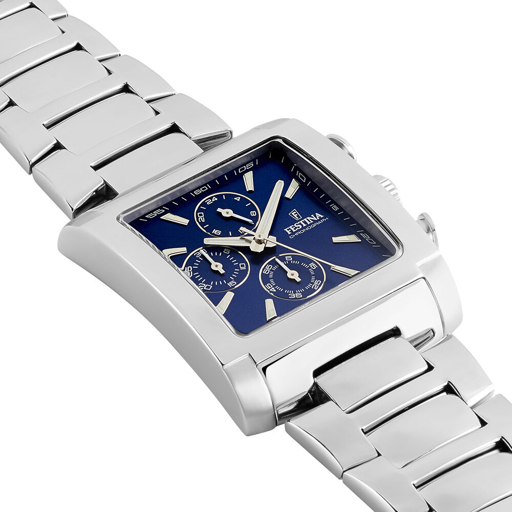 Montre festina homme metal fond bleu