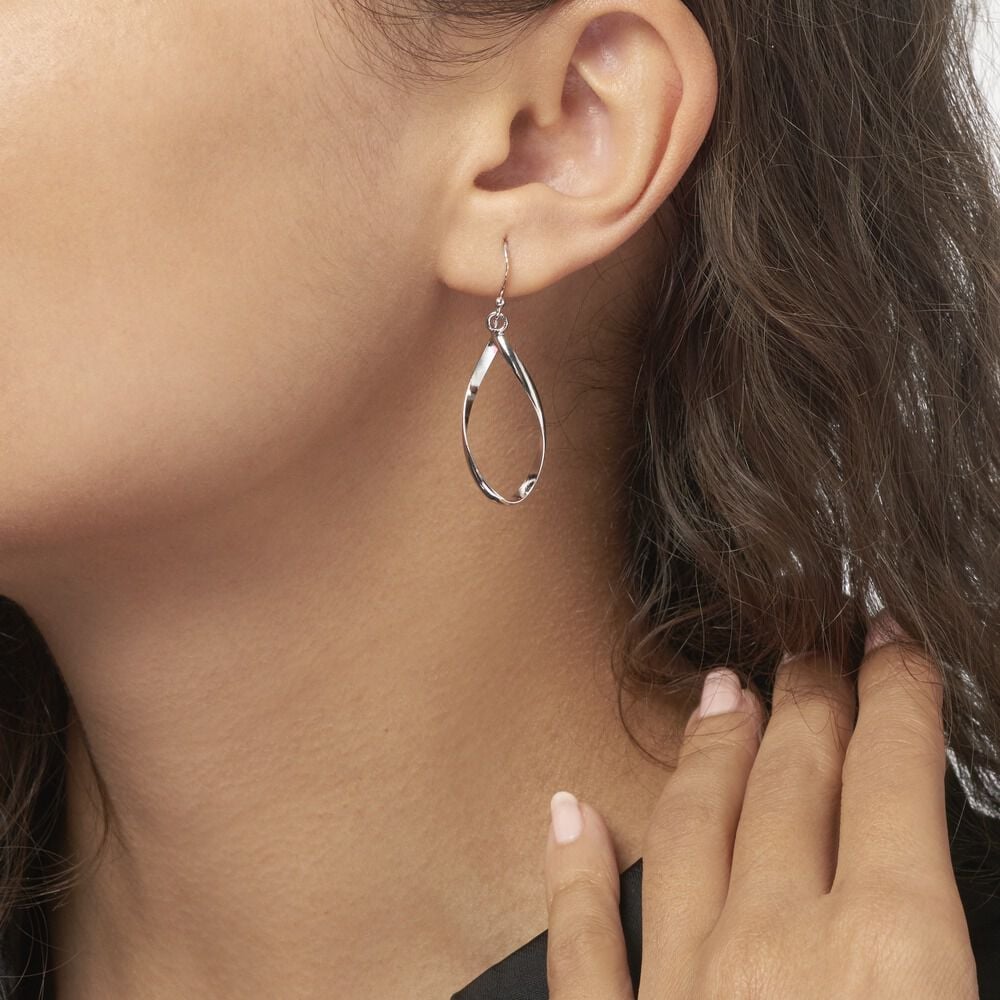 Boucles D'oreilles Pendantes Twisty Argent Blanc - Pendantes Femme | Marc Orian