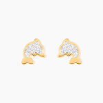Boucles D'oreilles Puces Edmee Dauphin Or Jaune Strass - Puces Femme | Marc Orian