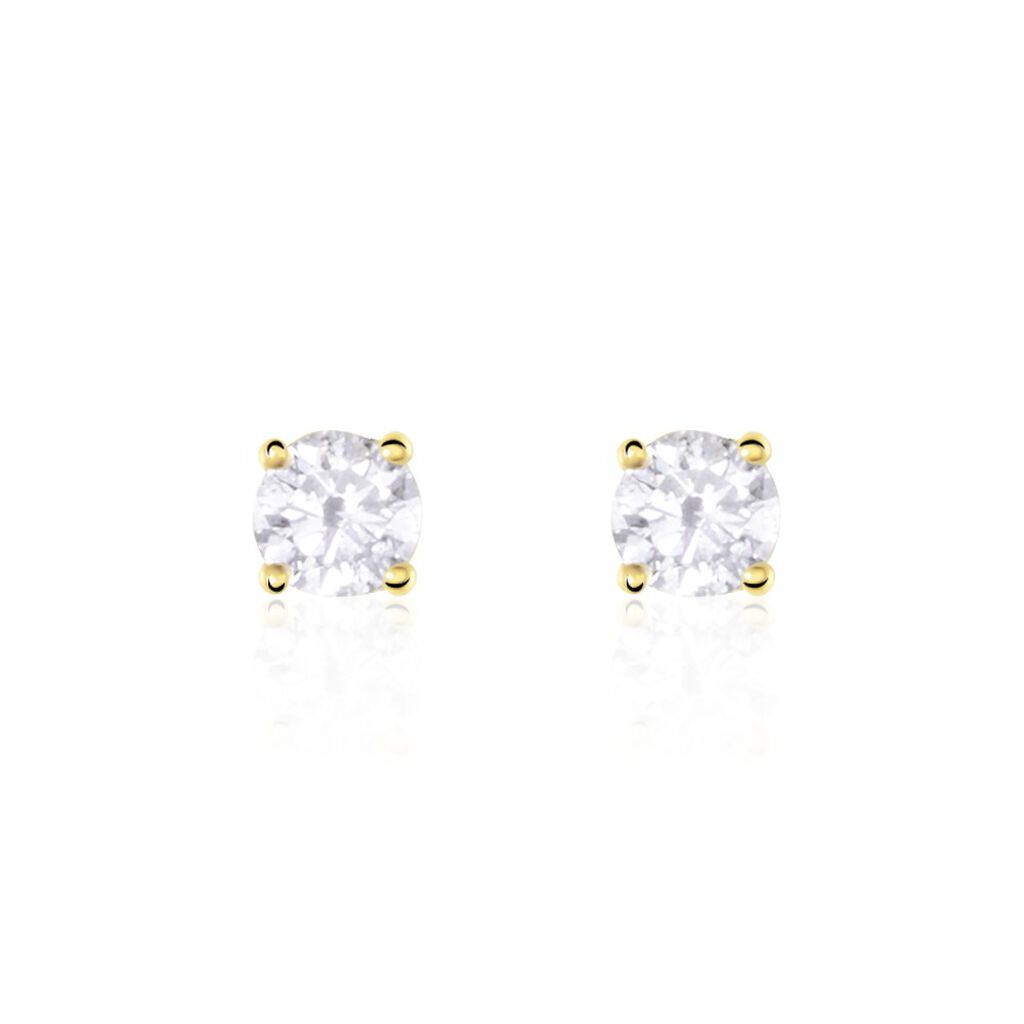 Boucles D'oreilles Puces Or Jaune Victoria Diamants - Puces Femme | Marc Orian