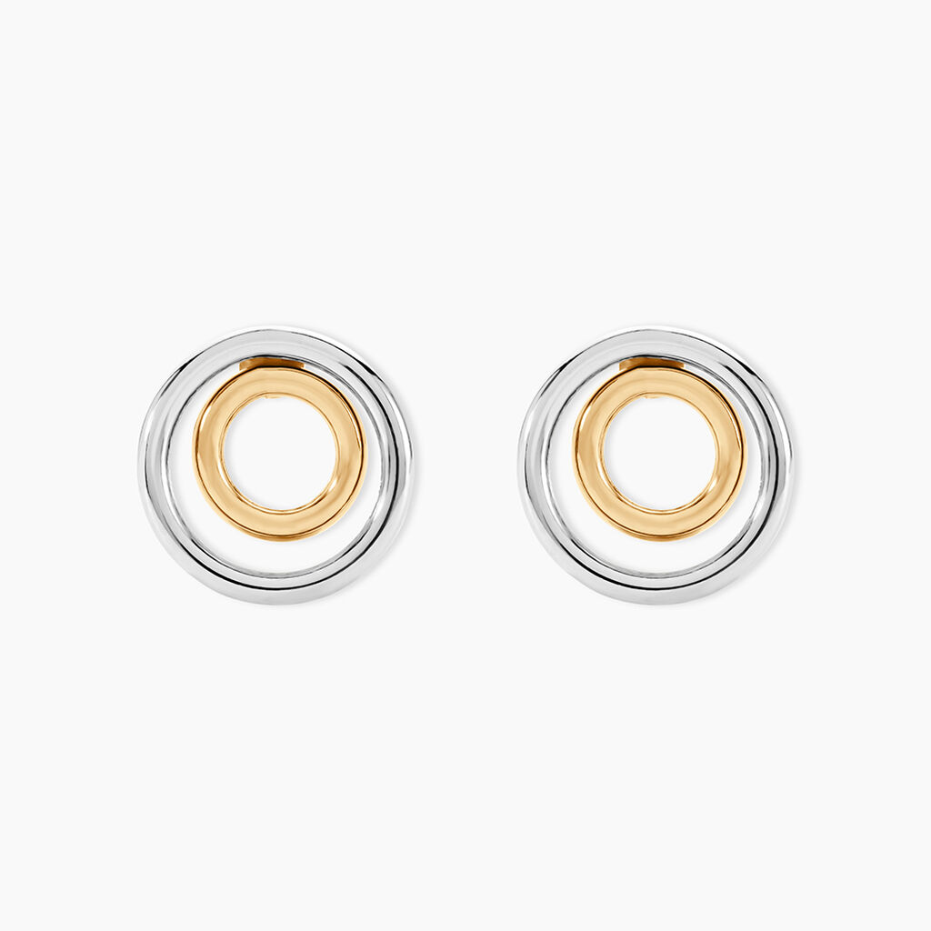 Boucles D'oreilles Pendantes Berangere Double Cercles Or Bicolore - Pendantes Femme | Marc Orian