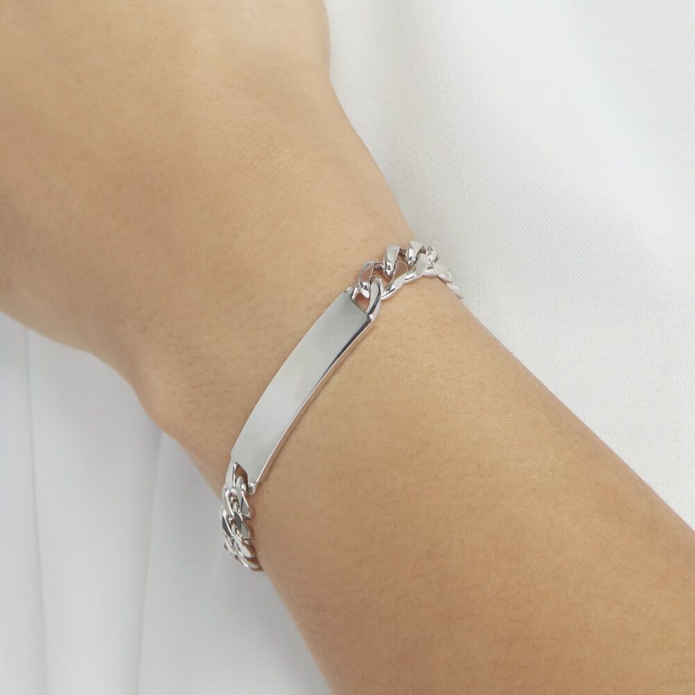 Bracelet Identité Casper Argent Blanc - Gourmettes Femme | Marc Orian