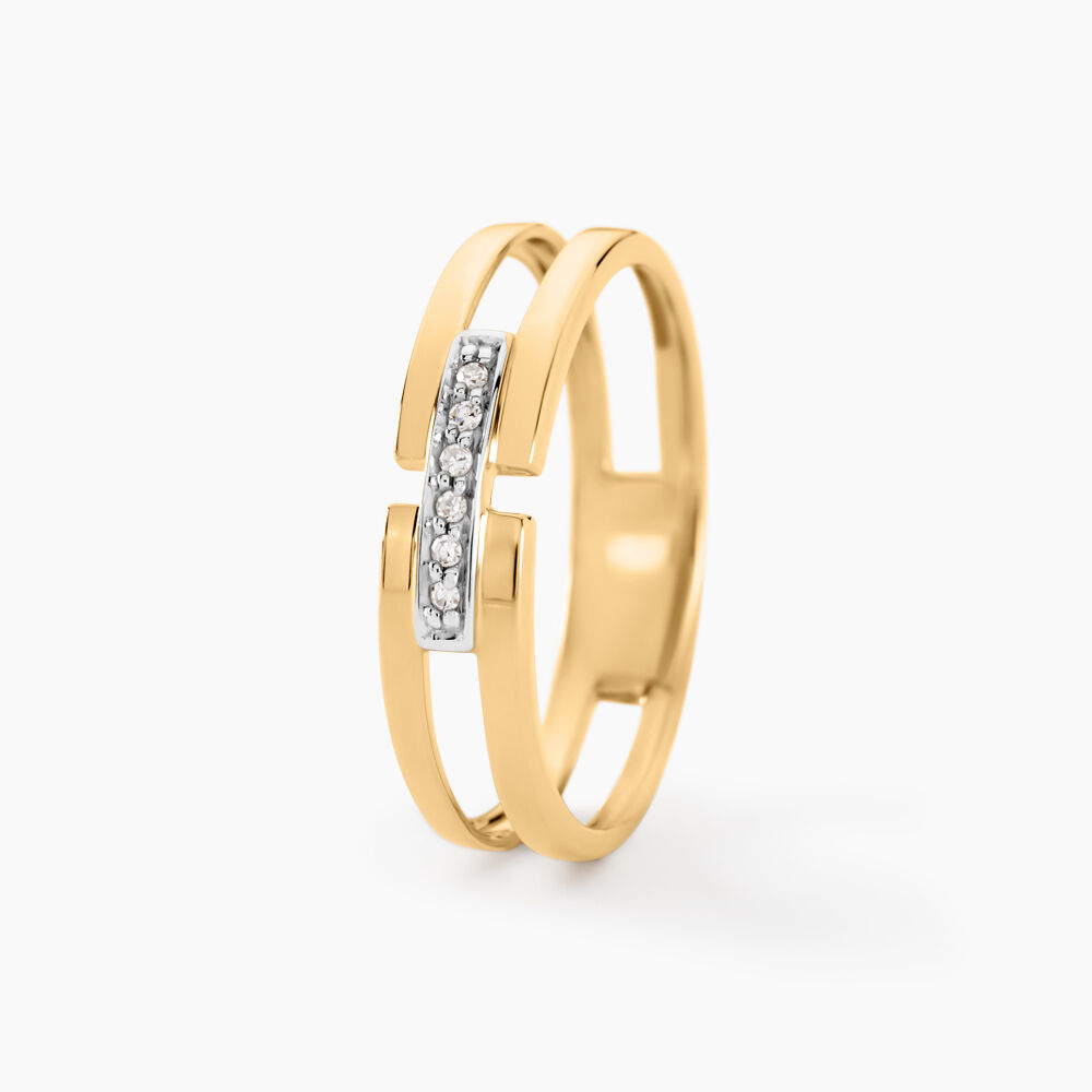 Bague Barrette Or Jaune Diamant - Bagues pierres précieuses Femme | Marc Orian