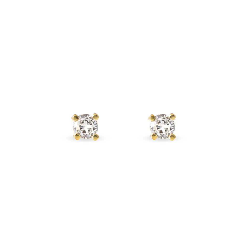 Boucles D'oreilles Puces Clavie Or Jaune Diamant - Puces Femme | Marc Orian
