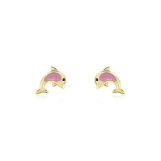 Boucles D'oreilles Puces Mael Dauphin Or Jaune - Clous d'oreilles Enfant | Marc Orian