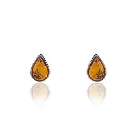 Boucles D'oreilles Puces Argent Blanc Junie Ambre - Clous d'oreilles Femme | Marc Orian